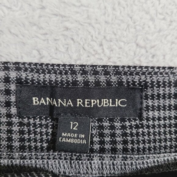 NEW Banana Republic Womens Size 12 Plaid Ankle Pants Gray Slim Fit - Picture 4 of 5